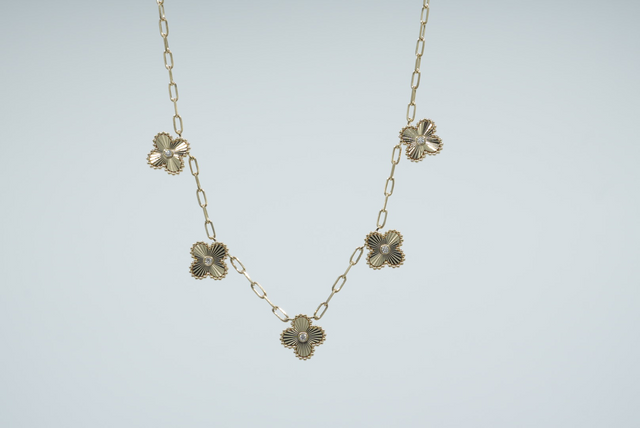 14K yellow gold Clover Necklace