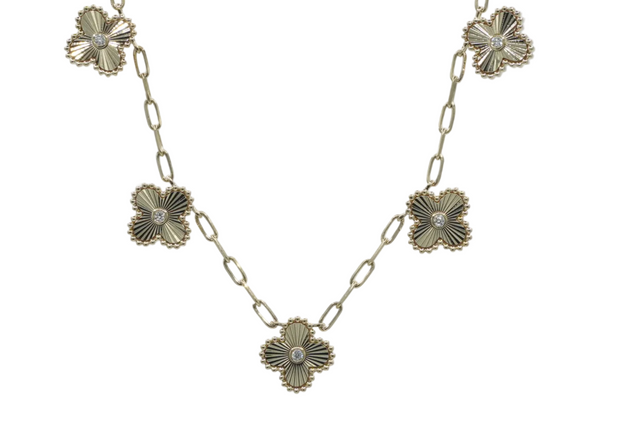 14K yellow gold Clover Necklace