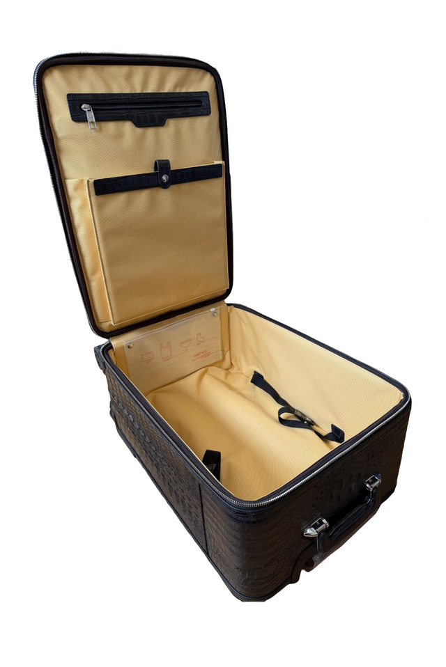 Black Faux Crocodile Luggage
