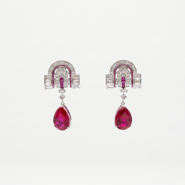 Art Deco Style Sapphire Drop Earrings