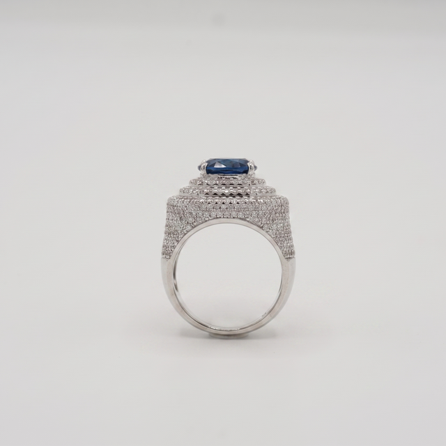 Blue Crystal Halo Ring