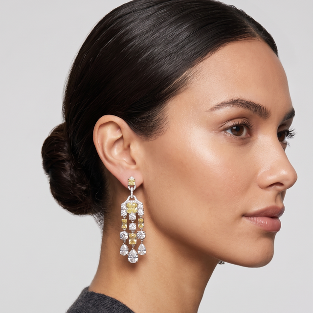 Yellow and Silver Earrings