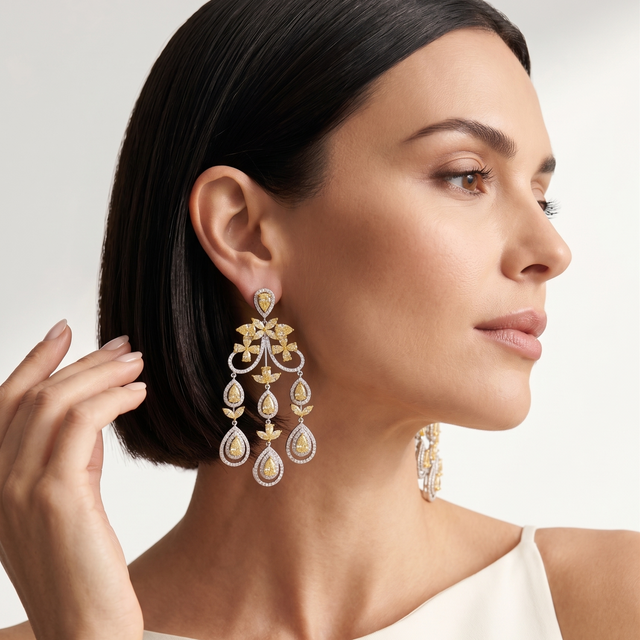 Yellow Chandelier Earrings