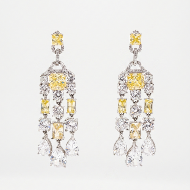Yellow and Silver Earrings