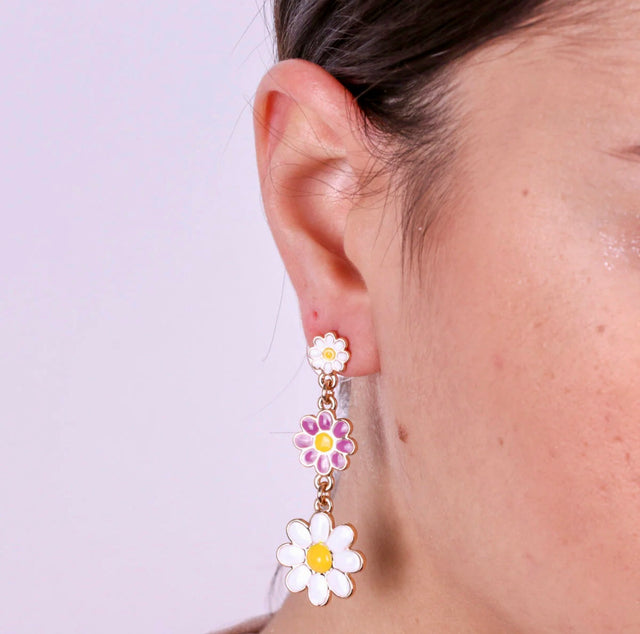 Lilac Daisy dangle earrings