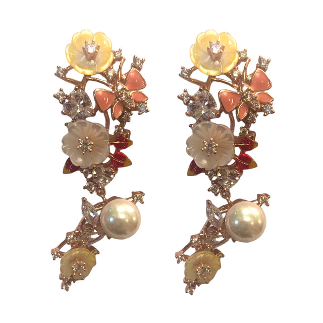 Mother of Pearl flower detail drop earrings