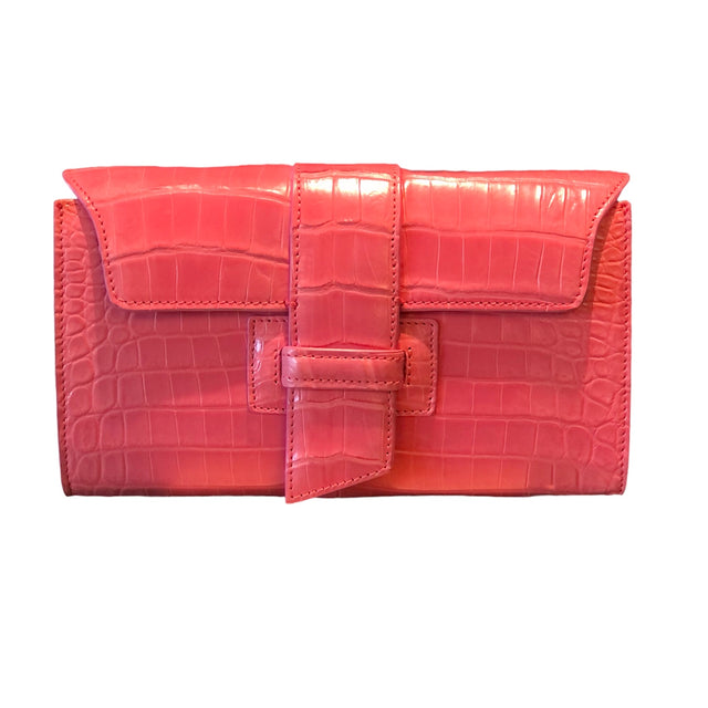 Croco Clutch in Coral Pink