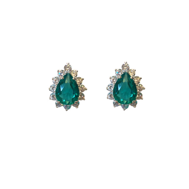 Emerald green pear shaped earrings