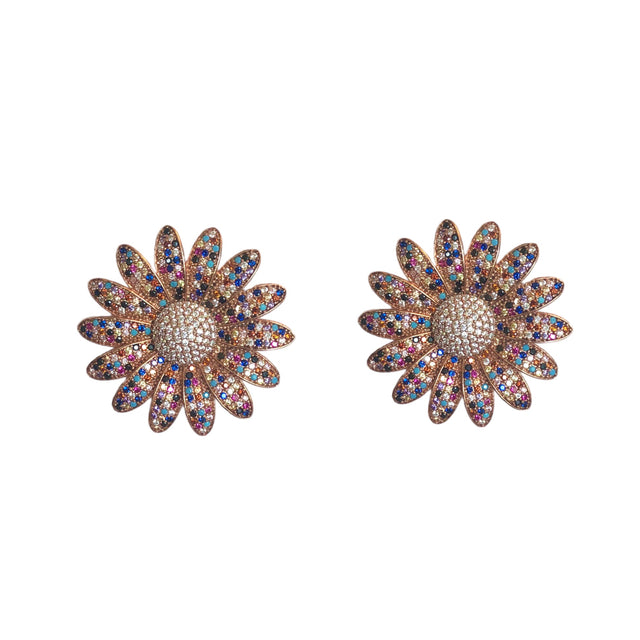 Multicolor flower statement earrings