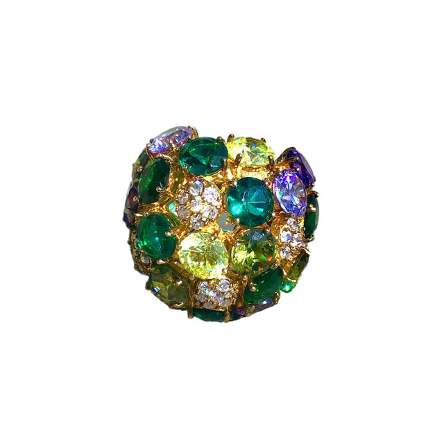 Yelena NY "Emerald Crystal Bouquet" Cocktail Ring