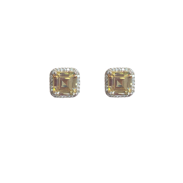 Yellow crystal studs earrings