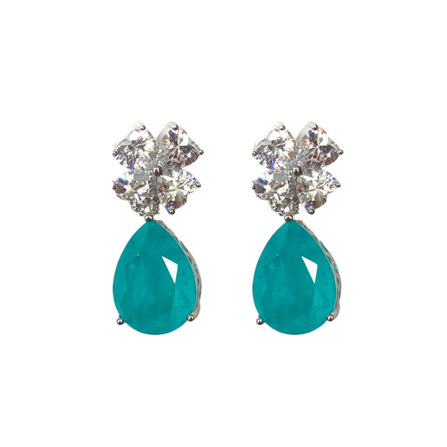 Tourmaline color pear shape design earrings in turquoise color