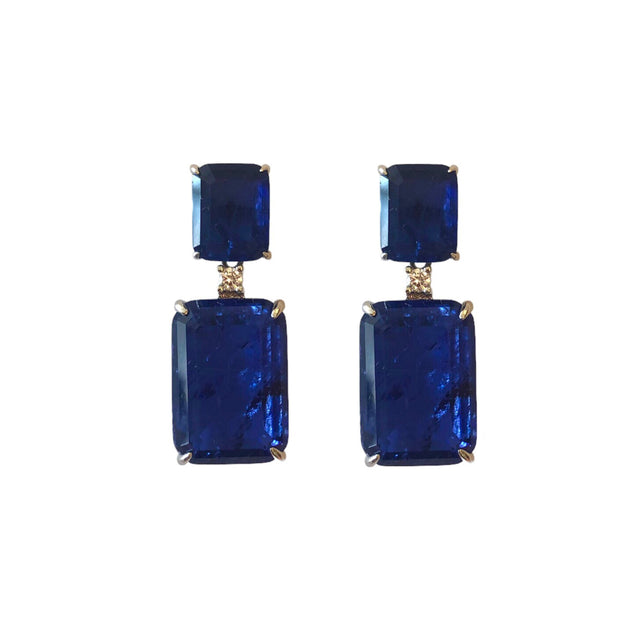 Dark blue sapphire CZ drop earrings