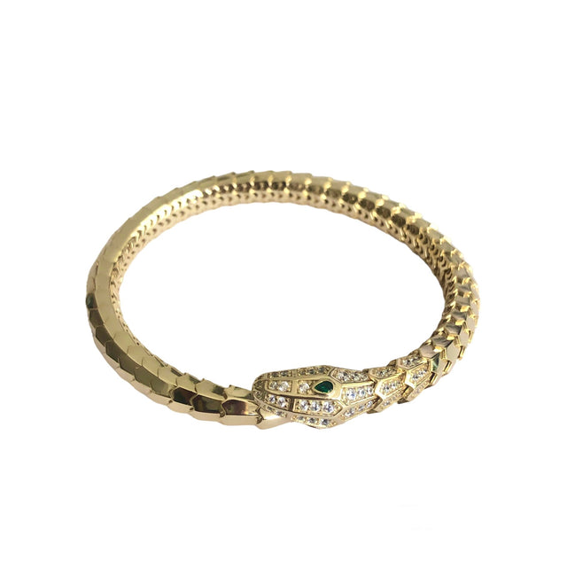 Gold snake ice cut stone bracelet