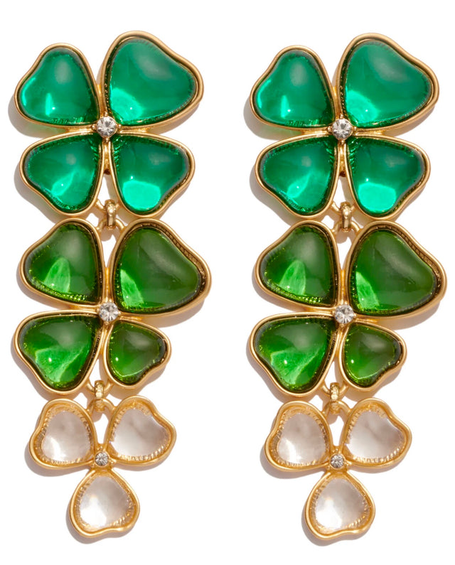 Four leaf clover clip earrings in shaded green color