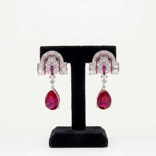 Art Deco Style Sapphire Drop Earrings
