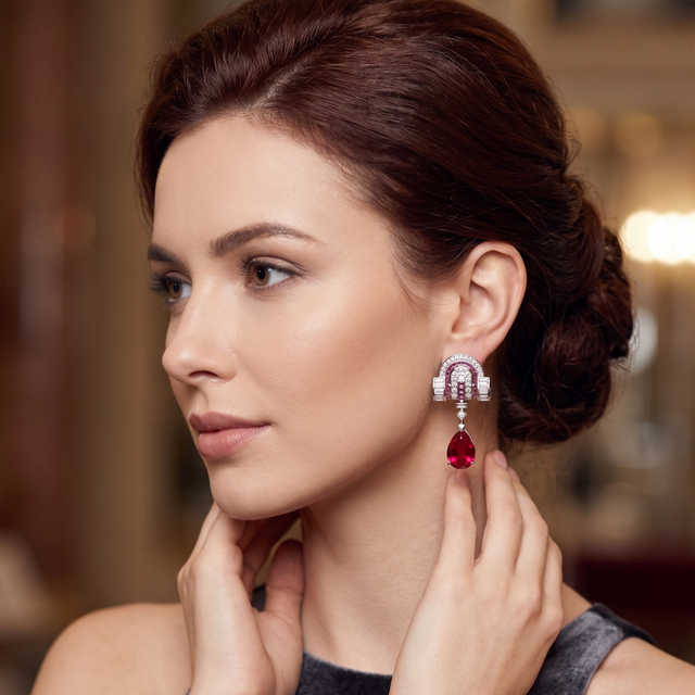 Art Deco Style Sapphire Drop Earrings