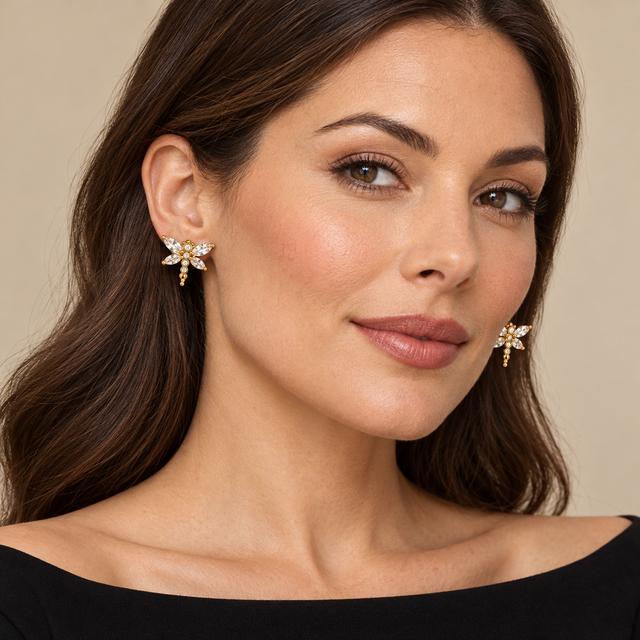 White butterfly earrings