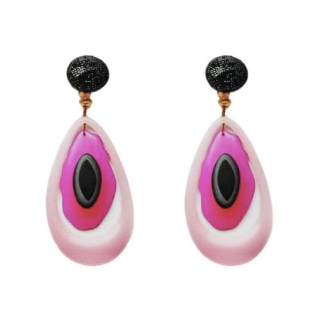 Capri Clip-on Earrings in Pink & Black