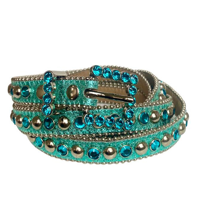 Double Wrap Embellished Belt in Turquoise