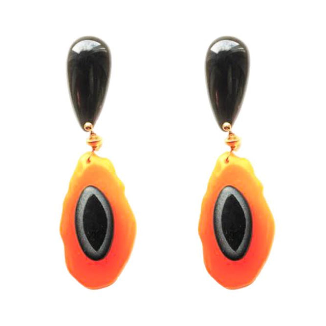 Capri Earrings in Orange & Black