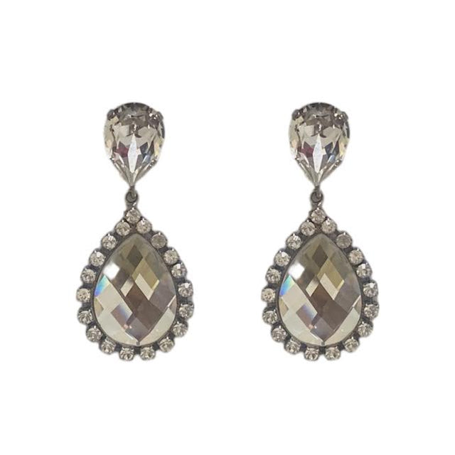 Medium Swarovski Crystal Earrings in White Crystal