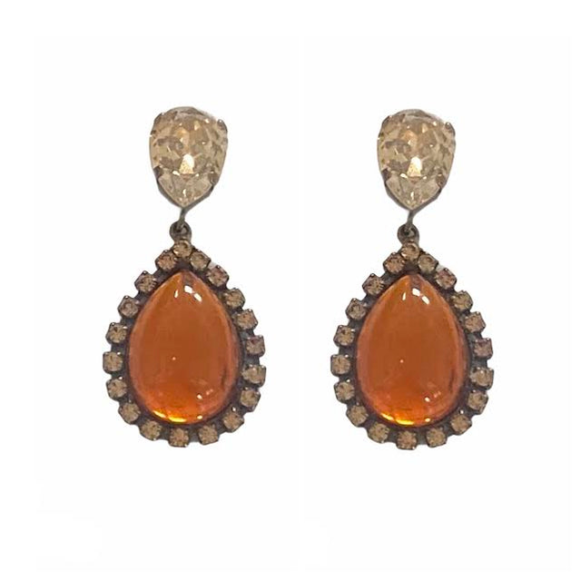 Medium Swarovski Crystal Earrings in Amber