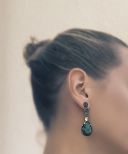 Yelena NY Capri-Inspired Crystal Drop Earrings in Emerald