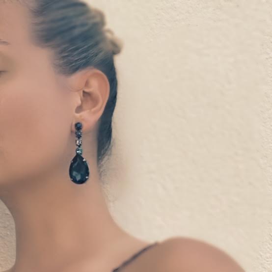 Yelena NY Capri-Inspired Crystal Drop Earrings in Sapphire