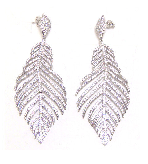 Leaf Vintage-Style Drop Earrings in Silver