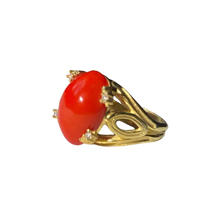 Red Coral Ring-R-Size-7 (COR-2-40) | Rananjay Exports