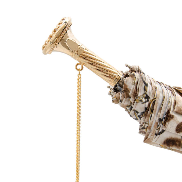 FOLDING UMBRELLA WITH LEOPARD PRINT AND CHAINS