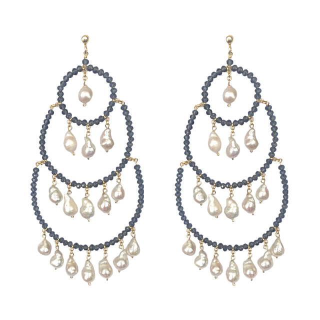 Chandelier earrings light blue crystals