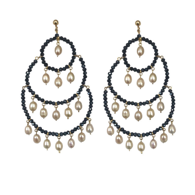Chandelier earrings in navy crystals