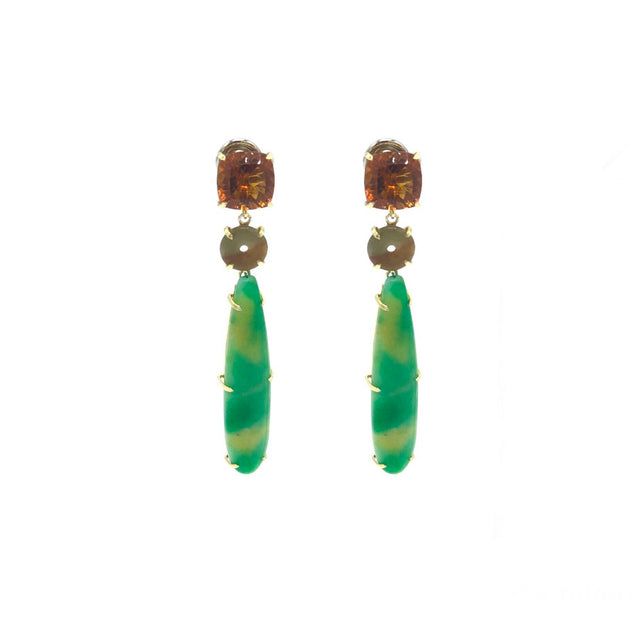 Pear-shaped drop earrings in jade green