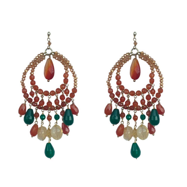 Chandelier earrings in multicolor crystals