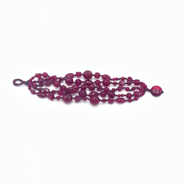 5-wire crochet red agate bracelet
