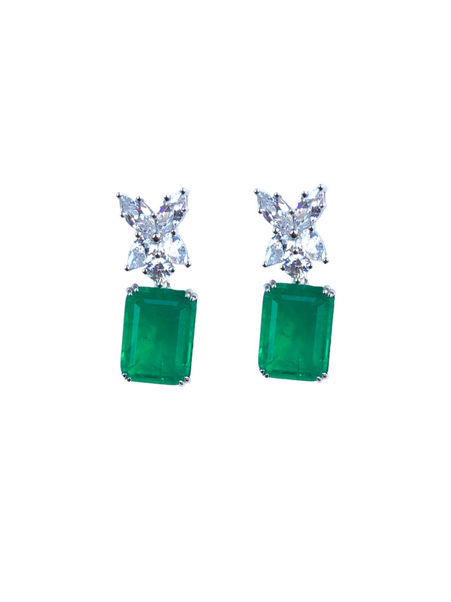 Butterfly CZ Emerald Gala Earrings