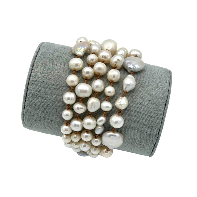 Multistrand crochet pearl bracelet
