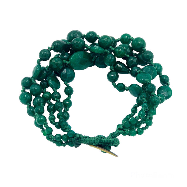 5 wire green agate bracelet