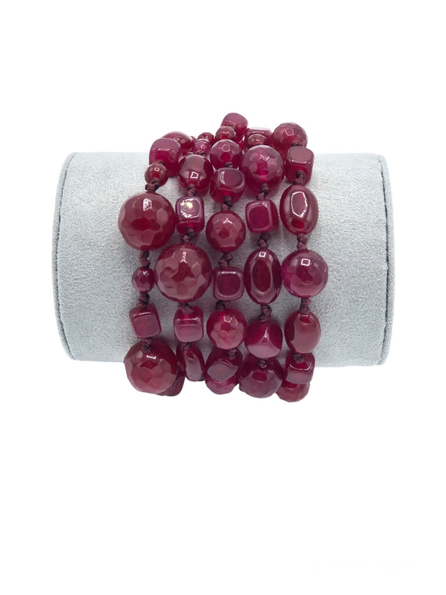 5-wire crochet red agate bracelet