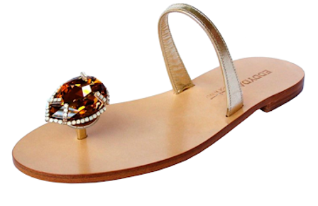 Yelena NY "Crystal Drop" Capri Sandals in Gold