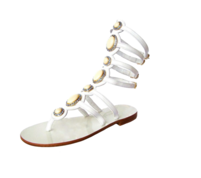 Yelena NY White Gladiator "Clarissa" Flat Sandals
