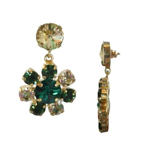 Capri Two-Tone "Piccolo Fiore" Earrings in Emerald Green