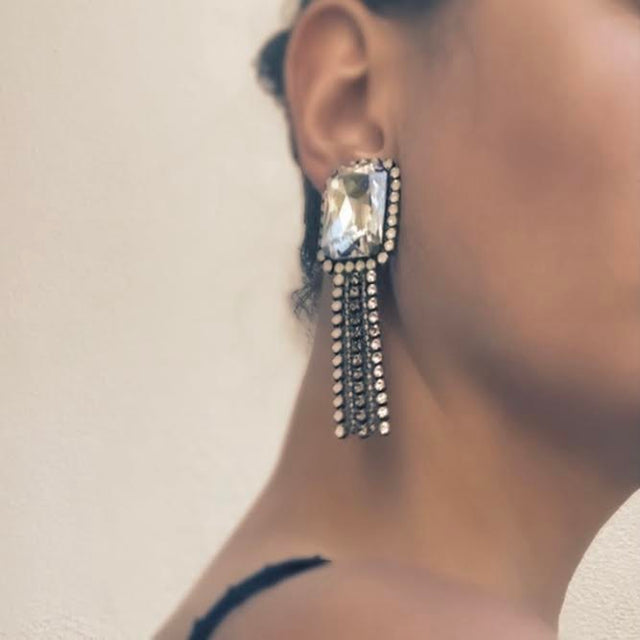 Capri White Crystal Clip-on Earrings