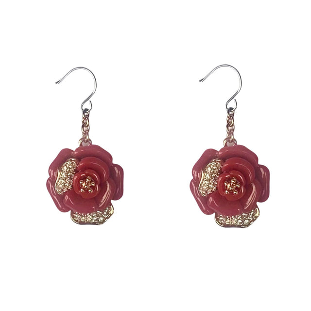 Petite Enamel Rose Earrings
