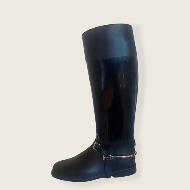 All Black Equestrian Rain Boots