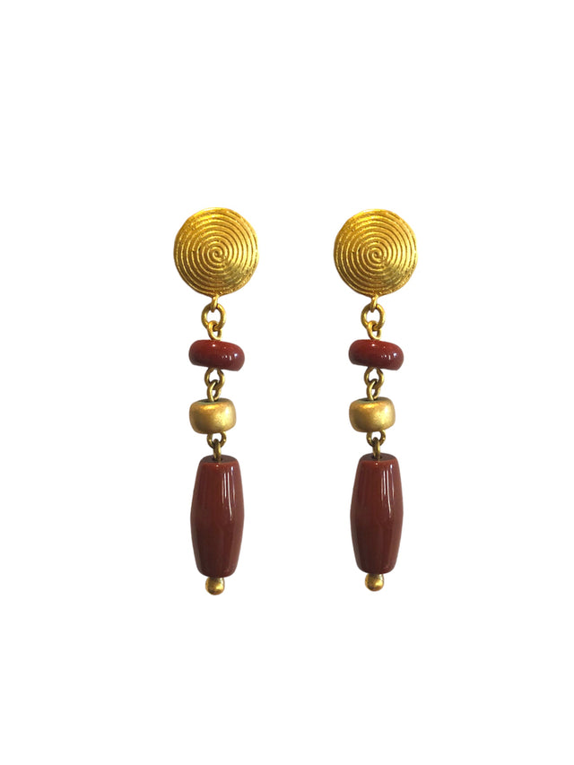 Colombian Gold Plated Earrings with Semi-Precious Stones