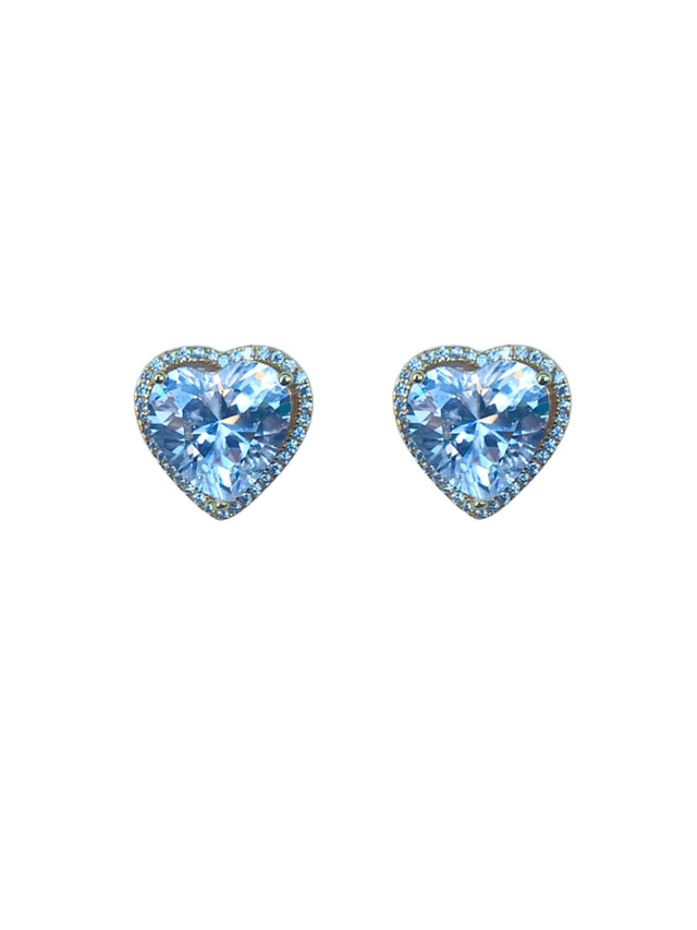 Heart shaped crystal studs