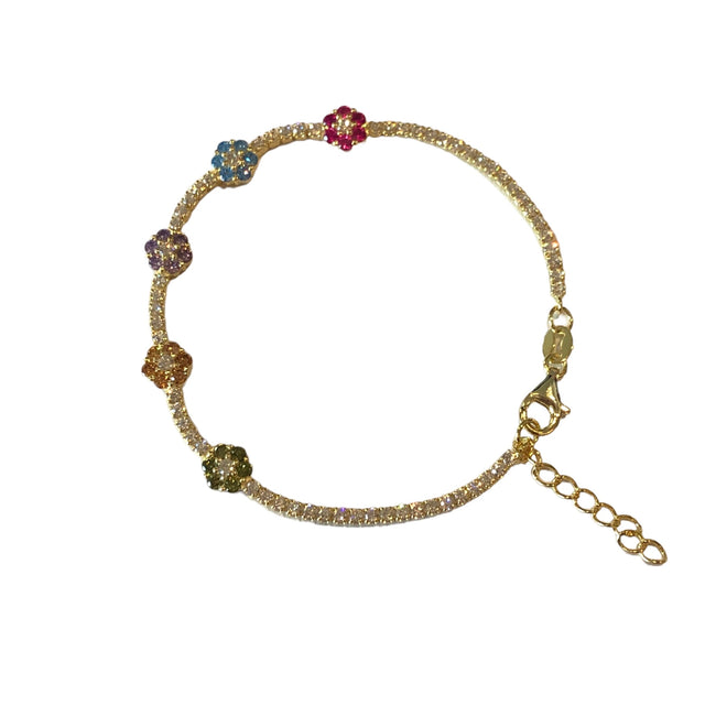 Dainty flower gold chain bracelet